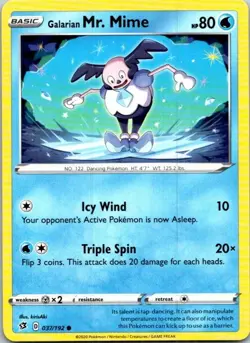 Galarian Mr. Mime 037/192 Common Regular Pokemon Rebel Clash Mint - Image 1