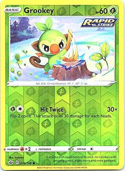 Grookey 016/198 Reverse Holo Pokemon Chilling Reign Near Mint - Image 1