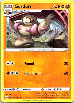 Gurdurr 074/163 Regular Pokemon Battle Styles Near Mint - Image 1