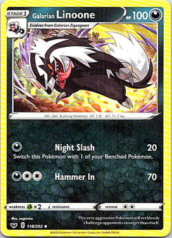 Galarian Linoone 118/202 Regular Pokemon Sword & Shield Light Play - Image 1