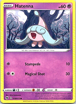 Hatenna 018/073 Pokemon Champion's Path Regular Light Play - Image 1