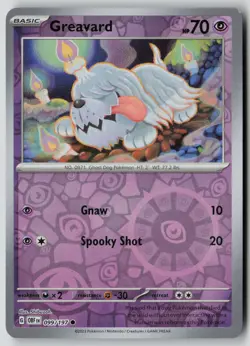 Greavard 099/197 Common Obsidian Flames Pokemon Reverse Holo NM - Image 1