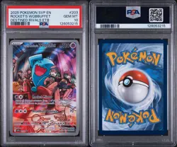 Team Rocket's Wobbuffet #203 Destined Rivals ETB Promo Card Holo PSA 10 - Image 3
