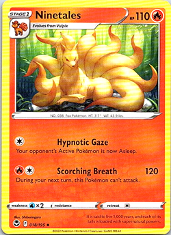 Ninetales 018/195 Pokemon Silver Tempest Regular Light Play - Image 1