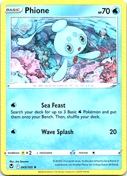 Phione 045/195 Pokemon Silver Tempest Regular Light Play - Image 1