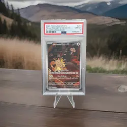 Team Rocket's Meowth 203/182 SV10: Destined Rivals - Pokemon Card PSA 8 TCG Rare - Image 1