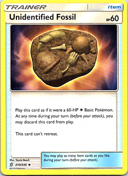 Unidentified Fossil 210/236 Pokemon Unified Minds Regular Light Play - Image 1