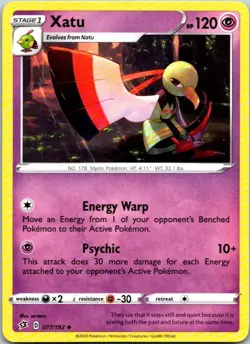 Xatu 077/192 Uncommon Regular Pokemon Rebel Clash Mint - Image 1