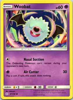 Woobat 87/236 Common Pokemon Sun & Moon Cosmic Eclipse Mint - Image 1