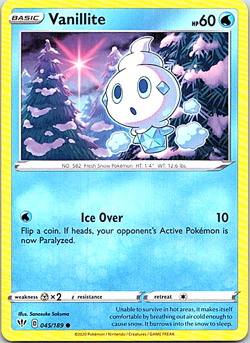 Vanillite 045/189 Pokemon Darkness Ablaze Regular Light Play - Image 1