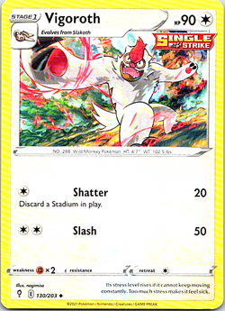 Vigoroth 130/203 Pokemon Evolving Skies Regular Light Play - Image 1