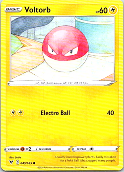 Voltorb 045/185 Pokemon Vivid Voltage Regular Light Play - Image 1