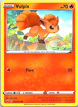 Vulpix 022/202 Regular Pokemon Sword & Shield Light Play - Image 1
