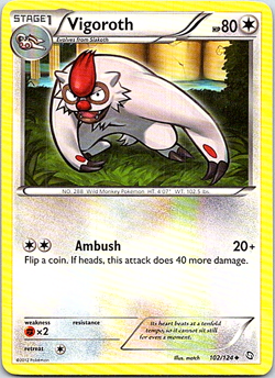 Vigoroth 102/124 Pokemon BW Dragons Exalted Regular Light Play - Image 1