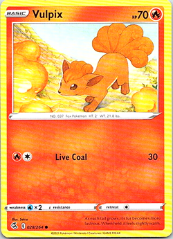 Vulpix 028/264 Pokemon Fusion Strike Regular Light Play - Image 1