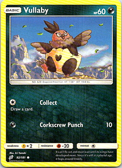 Vullaby 92/181 Pokemon Sun & Moon Team Up Regular Light Play - Image 1