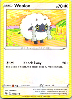 Wooloo 222/264 Pokemon Fusion Strike Regular Light Play - Image 1