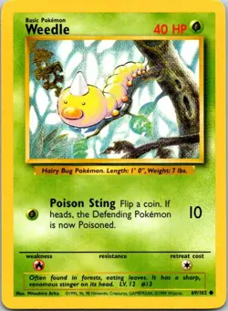 Weedle 69/102 Common Regular Pokemon Base Set Light Play - Image 1