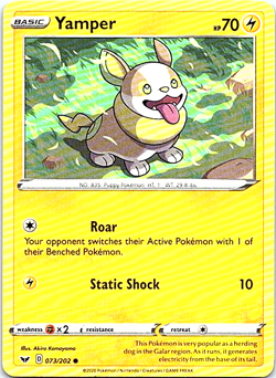 Yamper 073/202 Regular Pokemon Sword & Shield Light Play - Image 1