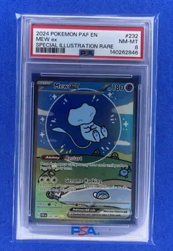 2024 Pokemon PAF EN Special Illustration Rare #232 Mew ex PSA 8 - Image 1