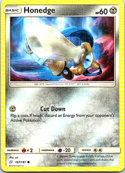 Honedge 107/181 Pokemon Sun & Moon Team Up Regular Light Play - Image 1