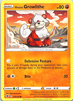 Hisuian Growlithe 070/189 Pokemon Astral Radiance Regular Light Play - Image 1