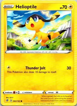 Helioptile 063/192 Common Regular Pokemon Rebel Clash Mint - Image 1