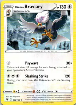 Hisuian Braviary 132/189 Rare SWSH10: Astral Radiance NM Pokemon - Image 1