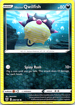 Hisuian Qwilfish 089/189 Pokemon Astral Radiance Regular Light Play - Image 1