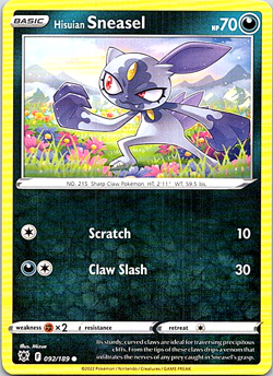 Hisuian Sneasel 092/189 Pokemon Astral Radiance Regular Light Play - Image 1