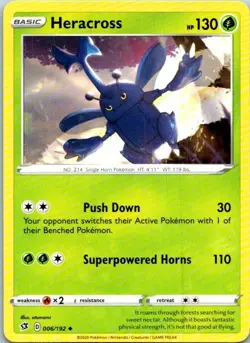 Heracross 006/192 Uncommon Regular Pokemon Rebel Clash Mint - Image 1
