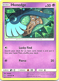 Honedge 92/236 Pokemon Unified Minds Regular Light Play - Image 1