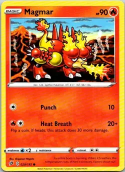 Magmar 029/192 Common Regular Pokemon Rebel Clash Mint - Image 1