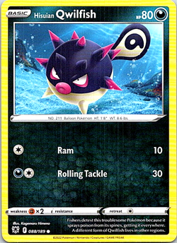 Hisuian Qwilfish 088/189 Pokemon Astral Radiance Regular Light Play - Image 1