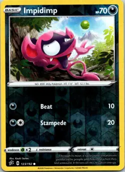 Impidimp 123/192 Common Reverse Holo Pokemon Rebel Clash Mint - Image 1