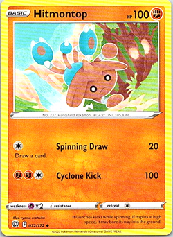 Hitmontop 072/172 Regular Pokemon Brilliant Stars Light Play - Image 1