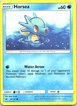 Horsea 29/147 Pokemon Burning Shadows Regular Light Play - Image 1