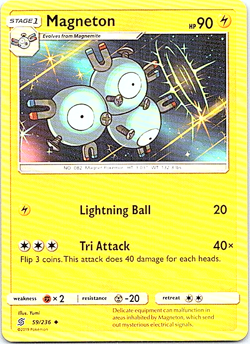 Magneton 59/236 Pokemon Unified Minds Regular Light Play - Image 1
