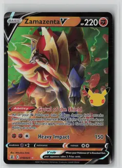 Zamazenta V 018/025 Holo V Rare Celebrations Pokemon NM - Image 1