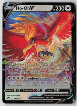 Ho-Oh V 140/195 Holo V Rare Silver Tempest Pokemon NM - Image 1
