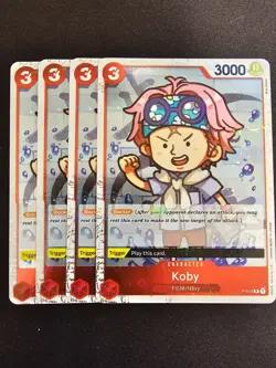 4x P-014 Koby Jolly Roger Reverse Holo Playset - One Piece TCG - PRB-01 - Image 1