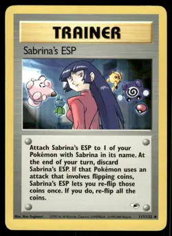 Pokemon Cards Sabrina's ESP 117/132 Gym Heroes Uncommon LP - Image 1