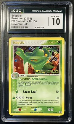 Pokemon Sceptile Reverse Holo EX Emerald #10 2005 CGC 10 GM Low Pop 13 Stamped - Image 1