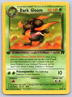 Dark Gloom 36/82 Uncommon Team Rocket Pokemon 1st Edition 2000 LP - Image 1