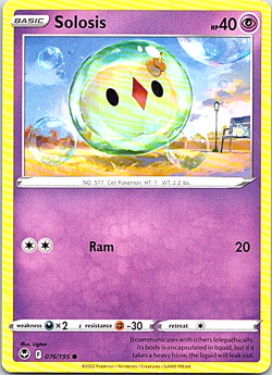 Solosis 076/195 Pokemon Silver Tempest Regular Light Play - Image 1