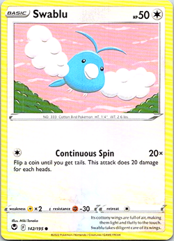 Swablu 142/195 Pokemon Silver Tempest Regular Light Play - Image 1