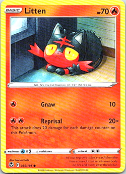 Litten 030/195 Pokemon Silver Tempest Regular Light Play - Image 1