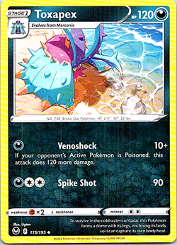 Toxapex 115/195 Pokemon Silver Tempest Regular Light Play - Image 1