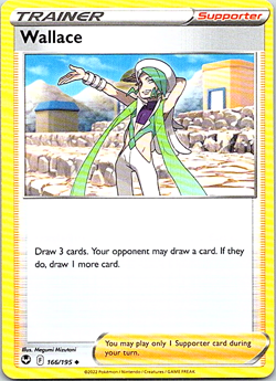 Wallace 166/195 Pokemon Silver Tempest Regular Light Play - Image 1