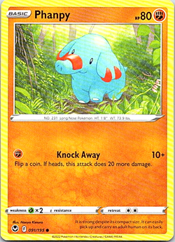 Phanpy 091/195 Pokemon Silver Tempest Regular Light Play - Image 1